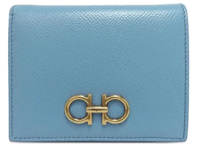 Portafoglio in pelle bi-fold Gancini di Salvatore Ferragamo Blu