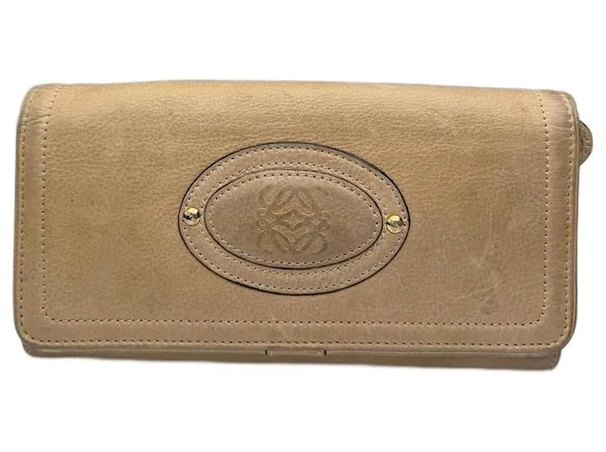 Portafoglio in pelle beige con anagramma Loewe Madrid vintage