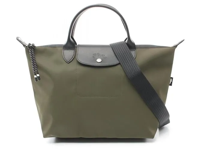 Borsa Tote 2 in 1 in nylon e pelle Longchamp Le Pliage Energy Verde