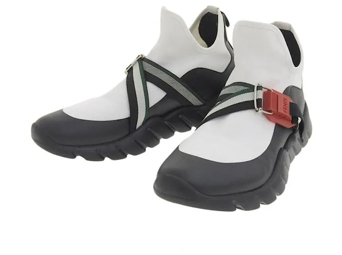 Sneakers in tela Fendi nere e bianche Nero Bianco