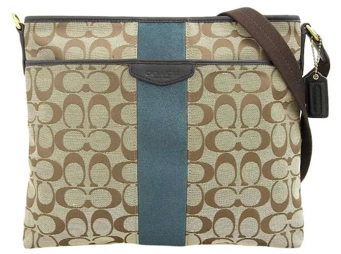 Borsa a Spalla Coach Signature Marrone Verde F28502