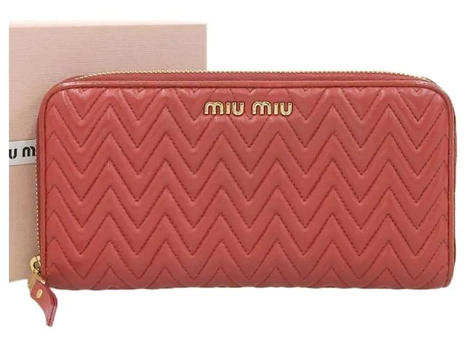 Portafoglio in pelle rossa con zip Miu Miu Rosso
