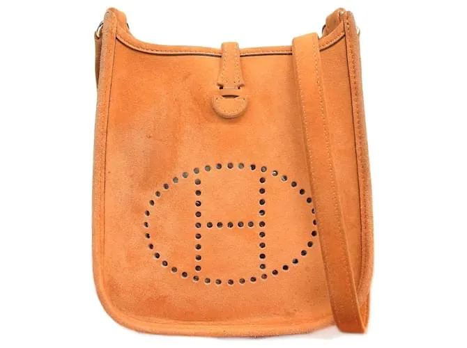 Borsa a Spalla in Pelle Suede Evelyne TPM di Hermès Arancione