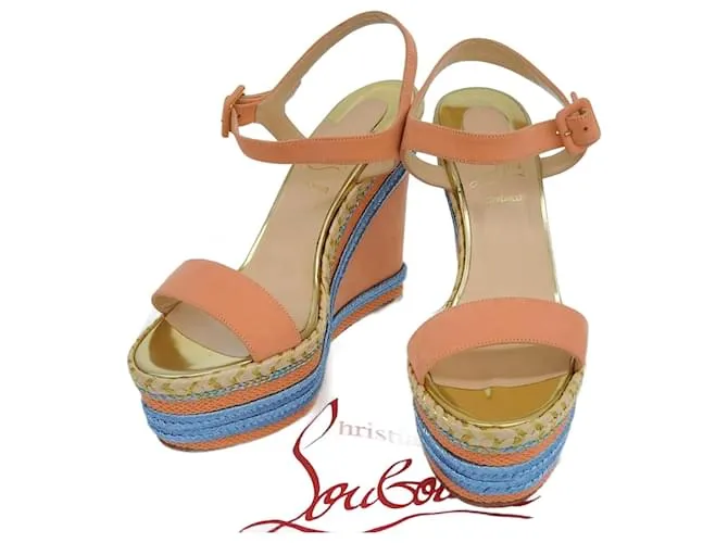 Sandali con suola a zeppa Christian Louboutin Blu Arancione