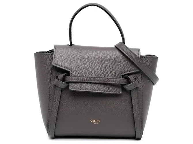 Céline Belt bag in pelle di vitello grigia Celine Pico Marrone Grigio antracite