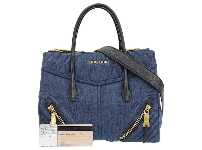 Borsa Biker 2WAY in Denim Miu Miu Blu Blu navy