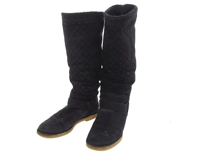 Stivali Lunghi in Camoscio Louis Vuitton Neri Nero
