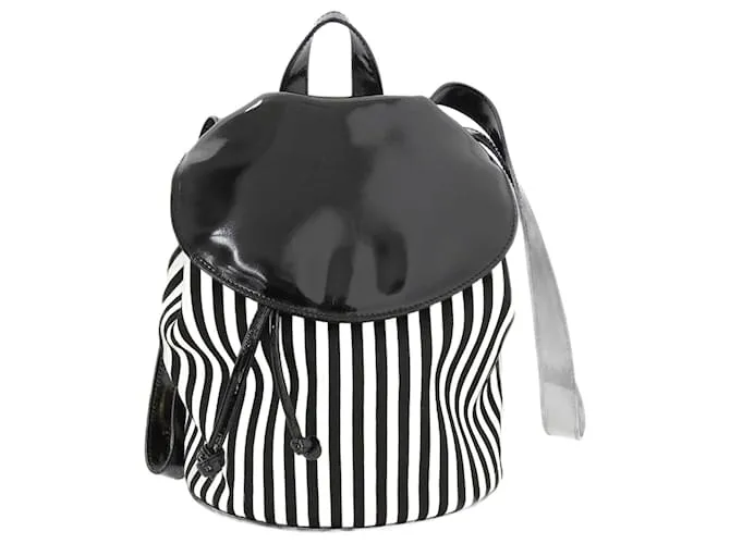 Zaino a Strisce Salvatore Ferragamo Nero Bianco