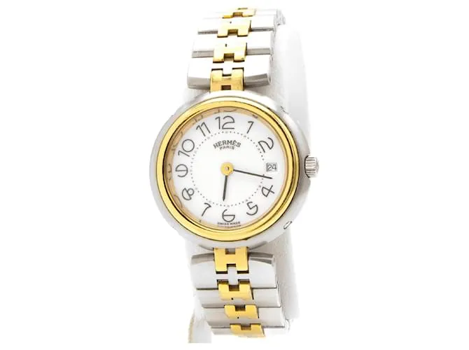 Superbo orologio Hermès in oro/acciaio in ottime condizioni, modello 'Profile'. D'oro