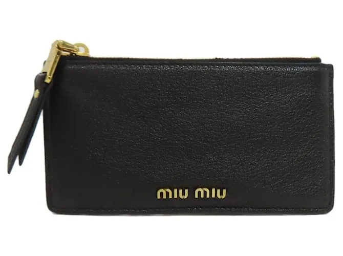 Portafoglio in pelle Miu Miu a due pieghe Nero