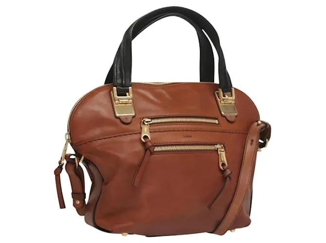 Chloé Borsa a mano Chloe Angie in pelle 2 in 1 marrone oro Auth BA3906 D'oro