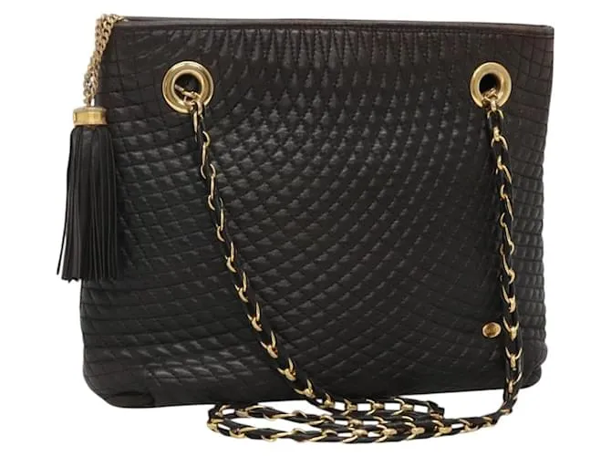 BALLY Borsa a Spalla Trapuntata in Pelle Nera e Oro Auth 130164 Nero D'oro