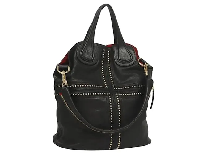 Borsa Tote Nightingale GIVENCHY in pelle 2 in 1 nera e oro Auth kk511 Nero D'oro