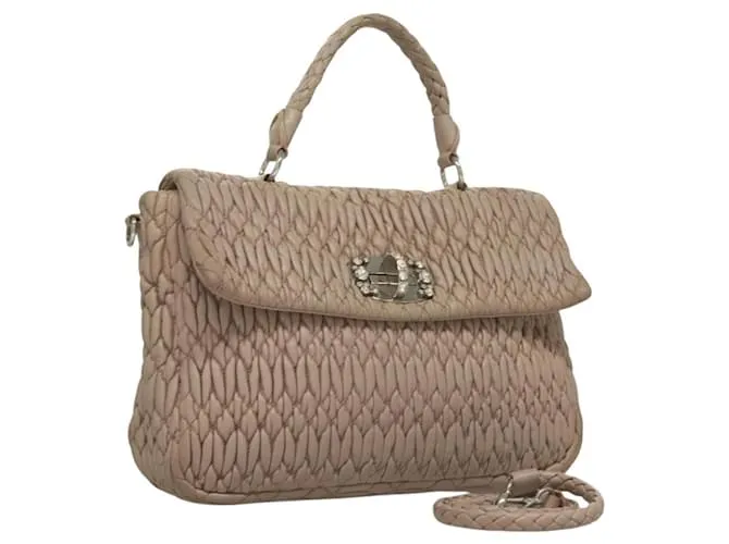Borsa Miu Miu Matelassé in pelle 2 in 1 rosa argento Auth PP781