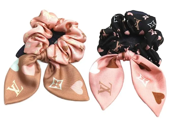Set di scrunchie in seta multicolore Louis Vuitton Rosa