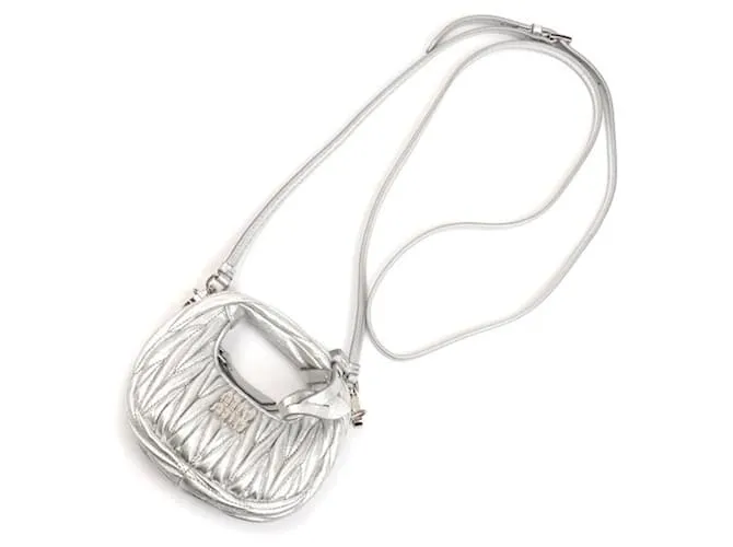 Pochette Hobo in Pelle Matelassé Miu Miu Wonder Argento