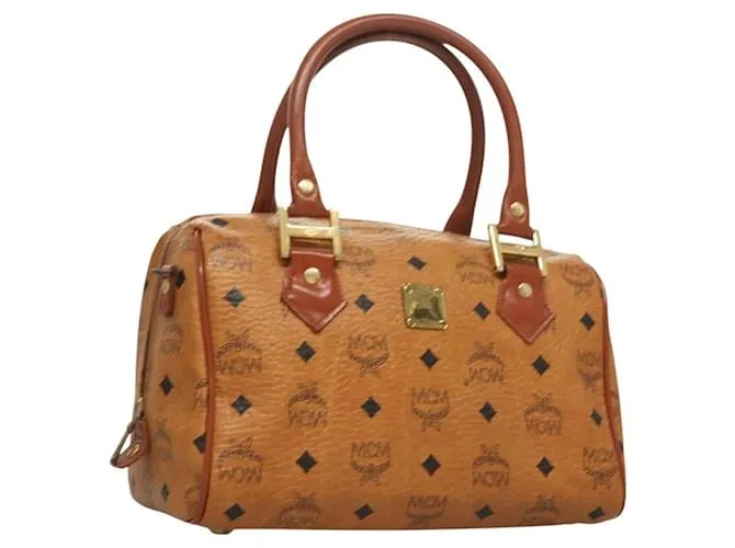 Borsa MCM Logogram Vicetos in pelle PVC marrone e oro Auth th6169 D'oro