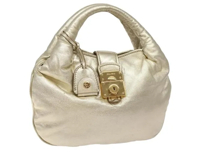 Borsa a mano Miu Miu in pelle dorata Auth 115253 D'oro