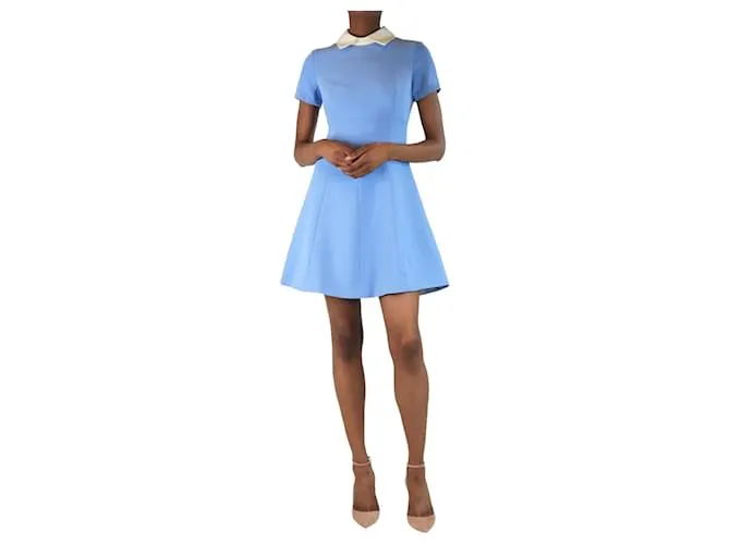 Valentino Abito babydoll azzurro baby con colletto - taglia UK 4 Blu