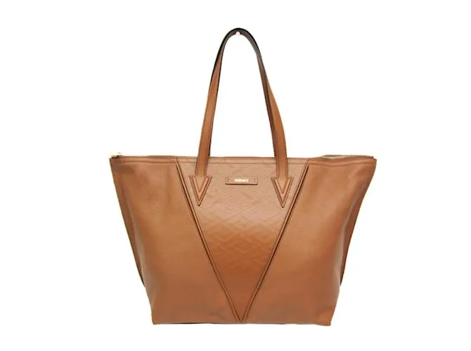 Borsa a spalla e tote in pelle La Greca di Versace Marrone