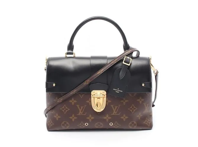 Borsa a flap con manico singolo MM Louis Vuitton Marrone Nero Monogramma