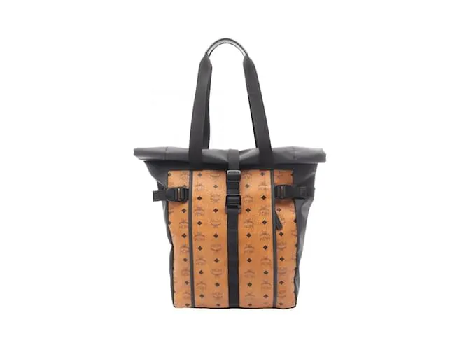 Borsa shopper utilitaria Roll Top MCM Marrone Nero