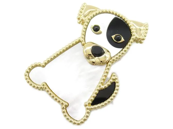 Spilla Cane degli Animali Fortunati Van Cleef & Arpels Nero Bianco D'oro