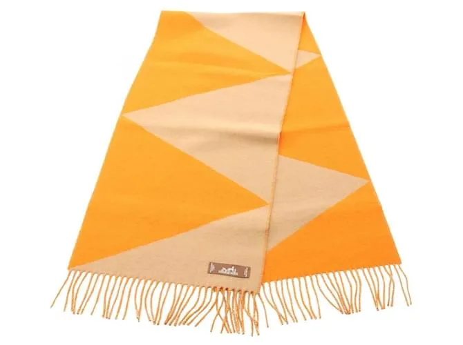 Sciarpa in cashmere Zigzag Kazak di Hermès Beige Arancione