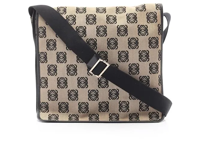 Borsa a Spalla Anagram Loewe Nero Beige