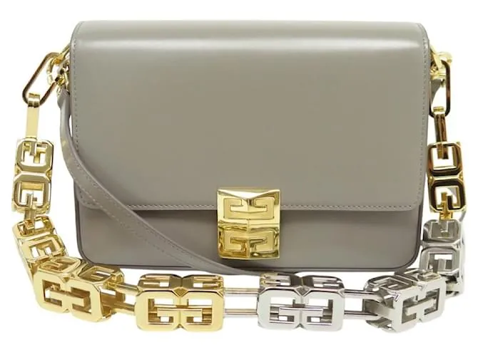 NUOVA BORSA A MANO GIVENCHY 4G CON CATENA CUBE 204500YB1H3-099 PELLE TAUPE