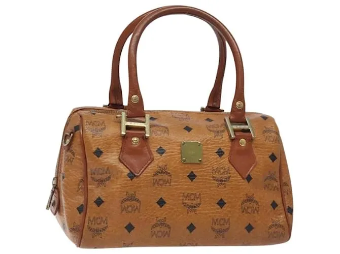 Borsa MCM Logogram Vicetos in pelle PVC marrone e oro Auth BA3905 D'oro