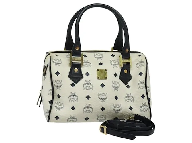 Borsa MCM Logogram Vicetos in pelle PVC 2 in 1 bianca e oro Auth BA3660 Bianco D'oro