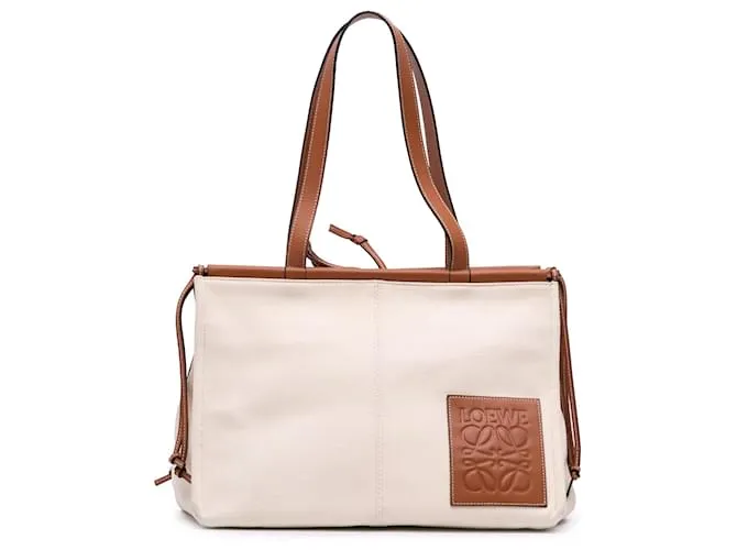 LOEWE Grande Borsa Tote in Tela Marrone Beige