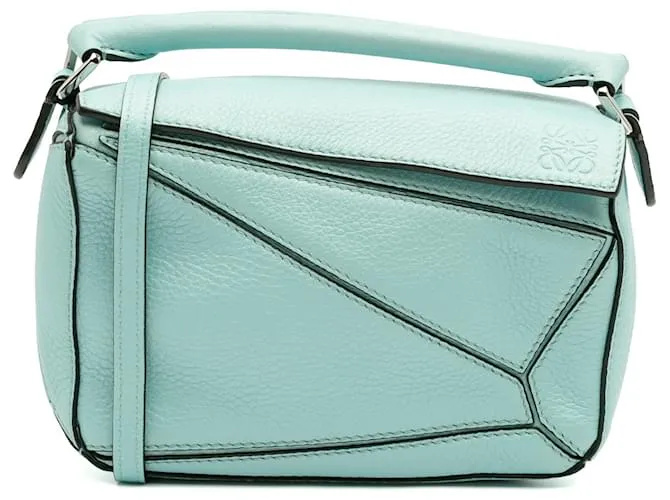 LOEWE Mini Borsa Puzzle in Pelle di Vitello Blu Blu chiaro