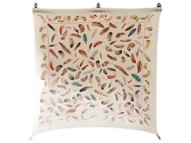 Sciarpa plissettata Carré 90 di Hermès Multicolore Beige