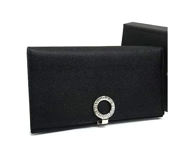 Bulgari Portafoglio lungo in pelle nera Bvlgari Nero