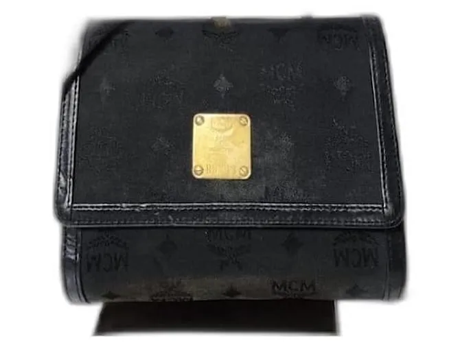 Borsa a tracolla in nylon/pelle vintage MCM nera Nero