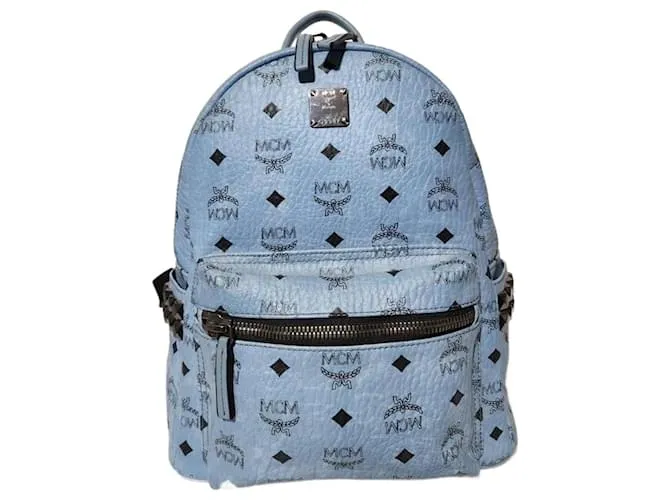 MCM Visetos Zaino Stark Piccolo con Borchie Laterali Blu Monaco