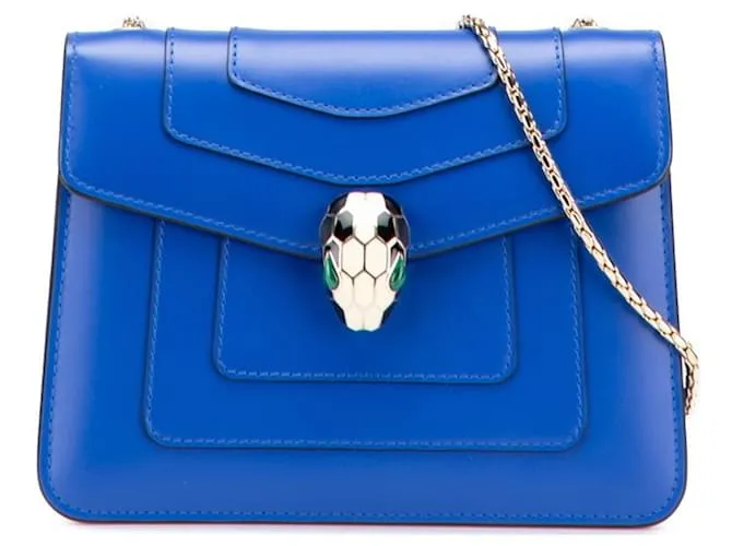 Bulgari Borsa a tracolla Bvlgari Serpenti Forever con catena Blu