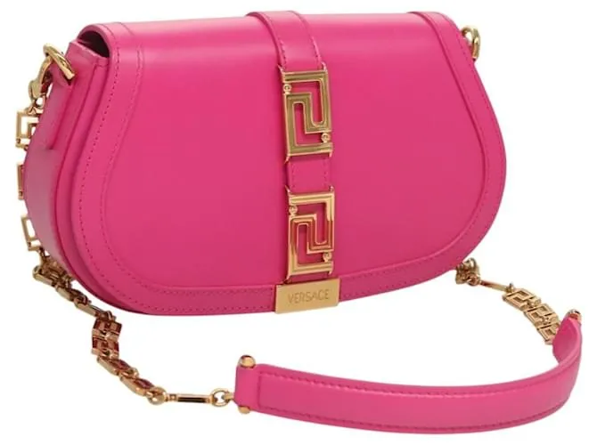 Borsa a Spalla con Catena VERSACE in Pelle 3 in 1 Rosa Oro Auth 130285 D'oro