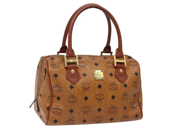 Borsa MCM Logogram Vicetos in pelle PVC marrone e oro Auth BA3918 D'oro