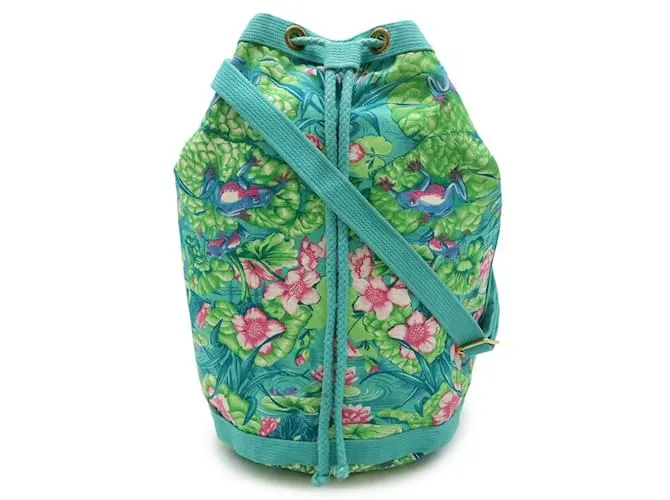 Borsa a spalla con stampa di rana Hermès Multicolore Verde