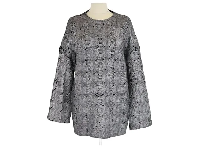 Totême Maglione grigio metallico a trecce Toteme