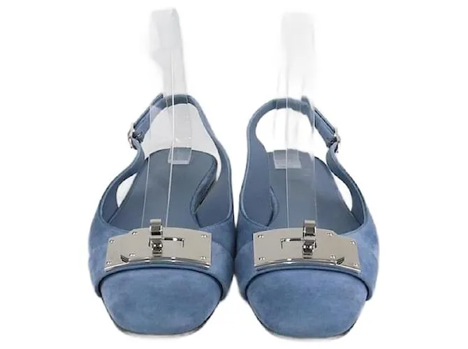Ballerine Slingback Innocent in Pelle Scamosciata Blu Cielo di Hermès