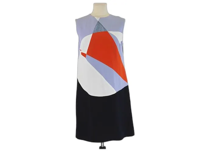 Abito corto a maniche corte in blocco di colori pastello multicolore con rifiniture glitter di Victoria Beckham