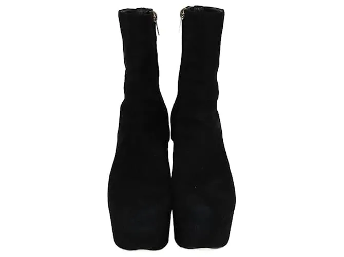 Stivaletti neri con zip a zeppa Yves Saint Laurent Nero