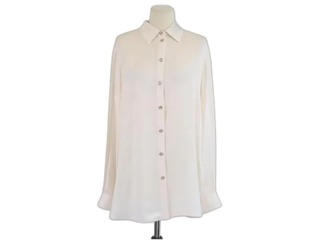 Blusa nera a maniche lunghe plissettata in crema Salvatore Ferragamo Nero Crudo