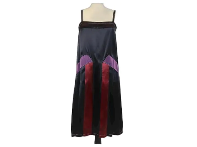 Abito slip senza maniche con scollatura quadrata stampata nera Bottega Veneta Nero