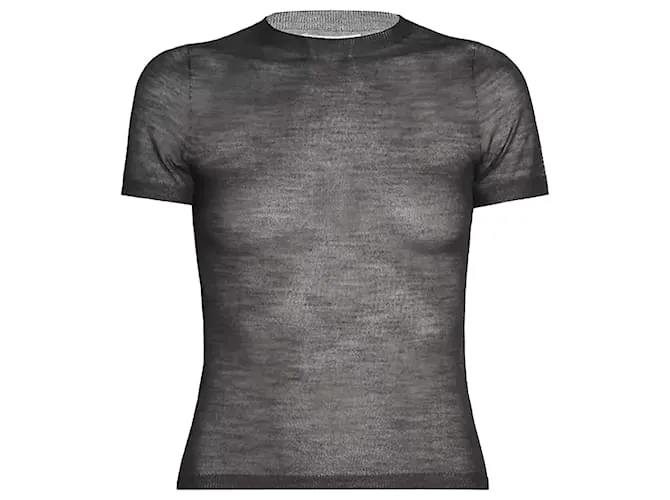 T-shirt in maglia trasparente Acne Studios Nero