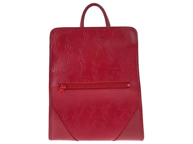Zaino vintage in pelle rossa Yves Saint Laurent Rosso